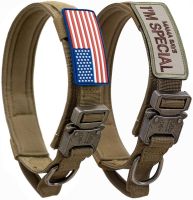 [HOT!] Tactical Dog Collar with USA American Flag Military Thick Handle Heavy Duty Nylon K9 Adjustable Metal Buckle