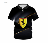 2023 F1 Racing Summer 3D Print F1 Ferrari2023 Summer Street Fashion T-shirt Mens Red Short Sleeve Zip Polo Top 49 high-quality