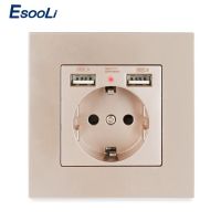 Eesooli Pc 2.1a พอร์ตที่ชาร์จ Usb คู่16a รัสเซียสเปนเบ้าติดผนังเต้าเสียบสายไฟในสหภาพยุโรปเบ้าติดผนังแผงพลาสติก