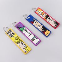 ONE PIECE Anime Embroidered tag keys Car Keychains for Men Keyring Anime Women Fashion Jewelry Accessories Gifts for Kids 1 Pcs