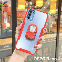 JieFie สำหรับ OPPO Reno 4โปร่งใสเคสโทรศัพท์แฟชั่นสีทึบกันกระแทกกรอบโทรศัพท์แม่เหล็กรถพับ