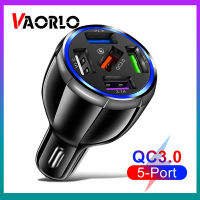 VAORLO ที่ชาร์จแบตในรถ USB 5พอร์ต15W 3A เร็วขนาดเล็กชาร์จเร็วสามารถใส่ได้กับ iPhone 14 ProMax 13Pro 12 Xiaomi Huawei อะแดปเตอร์ชาร์จในรถยนต์โทรศัพท์ในรถยนต์