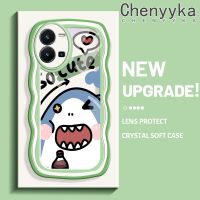 Chenyyka เคสสำหรับ Vivo Y35เคส  เคสการ์ตูตูนน่ารัก ฉลามใหม่มาการองคอลอว์คลื่นกันกระแทกใสนิ่มเคสมือถือโปร่งใส กล้องถ่ายรูปที่สร้างสรรค์เคสซิลิกาเจลฝาครอบป้องกัน