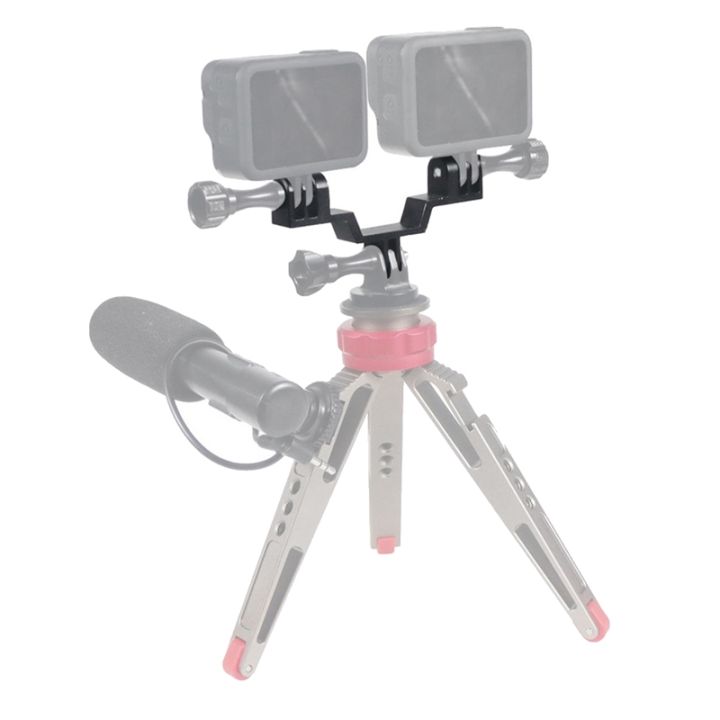 camera-holder-bracket-double-stand-mount-tripod-adapter-expansion-for-go-pro-hero-10-9-8-7-6-sports-camera-accessories