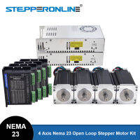 1ปี Warry STEPPERONLINE ชุดเราเตอร์ Nema 23 4แกน CNC แบบ3N ชุดมอเตอร์สตาร์ทวงเปิด + ไดร์เวอร์สเต็ป DM542T + แหล่งจ่ายไฟ250วัตต์