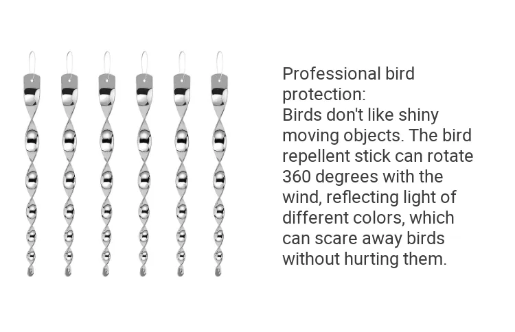 6/12/30Pcs Bird Repellent Reflectors Scare Rods Spiral Deterrent Control  Device for garden decoration fruit trees house