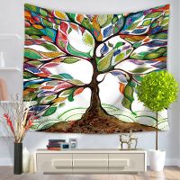 Tree Tapestry Wall Hanging Psychedelic Forest with Birds Wall Tapestry Bohemian Mandala Hippie Tapestry for Bedroom