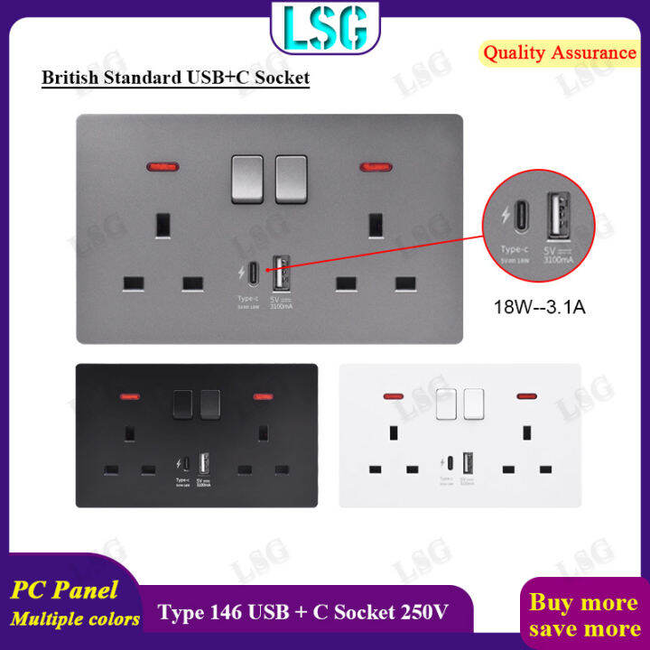 Lsg electrical plug socket wall mounted with usb and type c port smart