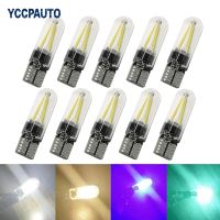 YCCPAUTO 10Pcs T10 194 168 W5W LED Bulbs COB Filament Car Light Auto Side Marker Light License Plate Reading Lamp 12V Glass