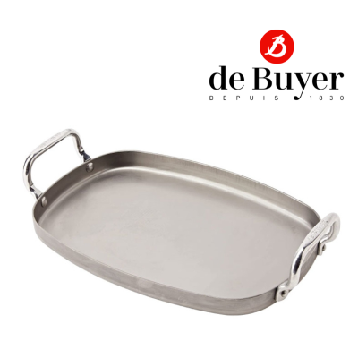 de Buyer 5640.01 Smooth Grill with Mineral Handles 38 x 26cm / กระทะเหล็ก