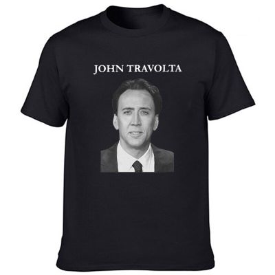 เสื้อยืด Nicolas Cage John Travolta คอกลมผู้ชายเสื้อคอกลมแขนลำลองขาสั้นแฟชั่นพิมพ์ลาย100% ผ้าฝ้ายฤดูร้อนใหม่คอกลมขายส่งราคาถูกเสื้อยืดตลก