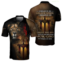 【high quality】  Christs Warrior, i Say Amen Jesus 3d Printed Short Sleeved Polo Shirt size：s-6xl