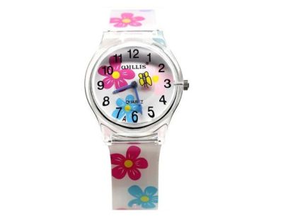 นาฬิกาควอตซ์ซิลิโคนลำลองใส่สบายนาฬิกาข้อมือเด็กลูกอมรูปดอกทานตะวันกันน้ำ
