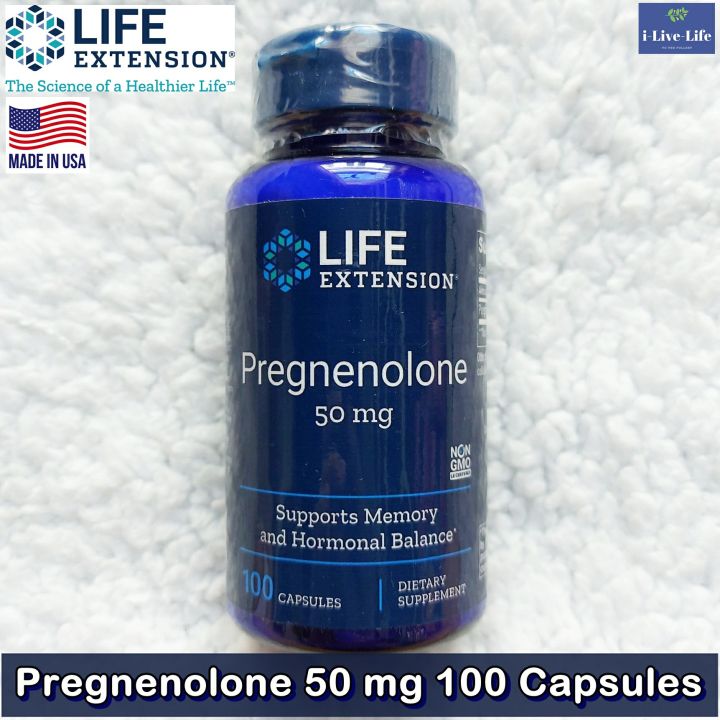 เพรกนิโนโลน-pregnenolone-50-mg-100-capsules-life-extension