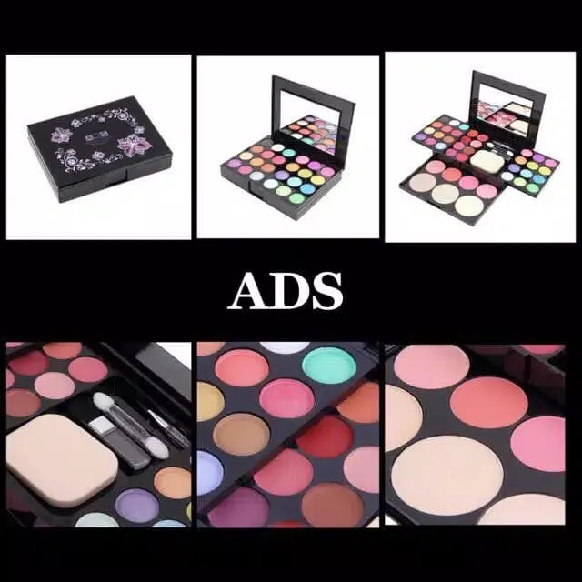 hoki cod original ads besar makeup pallete eyeshadow pallette palette palet make up set make up kit makeup kit make up kit lengkap komplit lipstik bedak powder fashion colours 42 warna bioaqua 1 set gratis shower cap putih premium