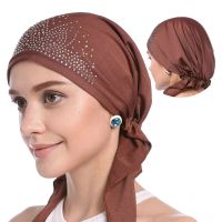 【CC】✵▽  2019 Fashion Muslim Headscarf Hat Thin Inner Hijab Bonnet Turban Caps Wrap Hats