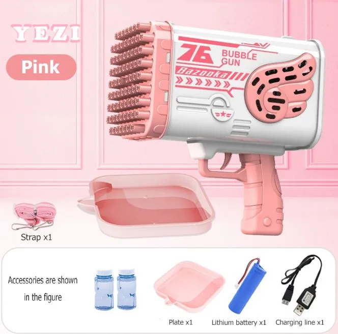 Bubble Gun for Kids and Adults,76 Holes Automatic Bubble Machine Guns