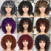 YOKE แฟชั่นสตรี ผมสังเคราะห์ บราซิลเลี่ยนแฟนซี วิกผมสังเคราะห์ วิกเต็มผมม้า Afro Kinky Curly วิกผมสั้น