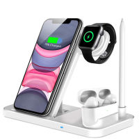 KMPTE 4 in 1 15W Qi Fast Wireless Charger Stand For iPhone 12 11 Pro XR XS X 8 For Apple Watch 4 5 For AirPods Pro Dock Station