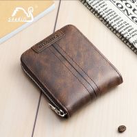 Short Mens Wallet With Zipper Small Male PU Leather Coin Purses Multi Function Card Holder For Men Business Money Wallet