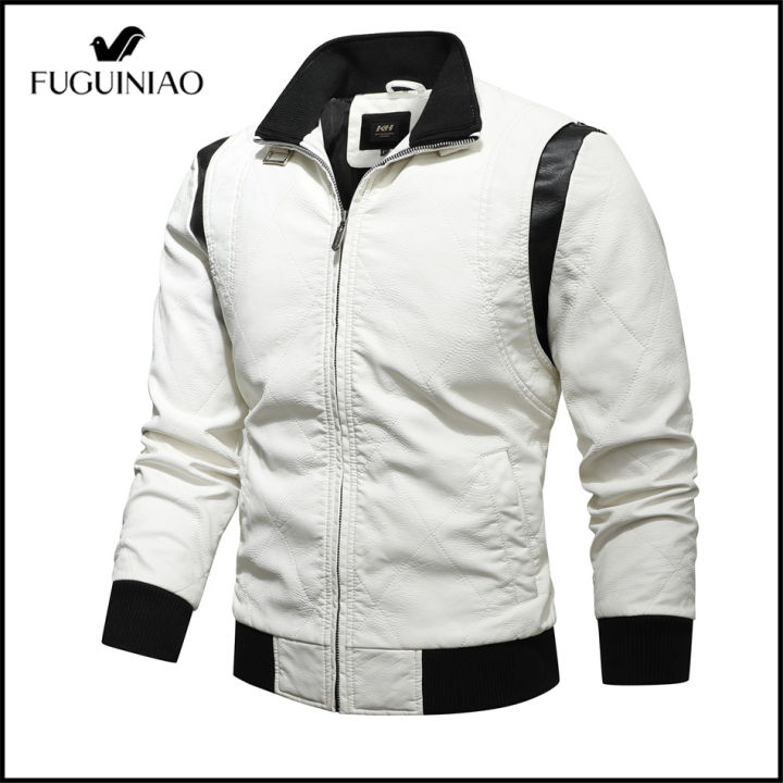 fuguiniao-เสื้อแจ็คเก็ตหนังผู้ชายหัวรถจักรการเพาะปลูกด้วยตนเอง