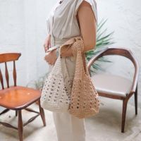 Creamy crochet bag