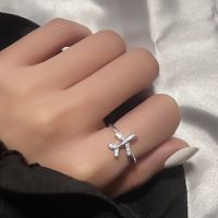 Zircon Airplane Adjustable Open Finger Rings for Women Korean Charming Fashion Jewelry Gift Wedding Silver Color