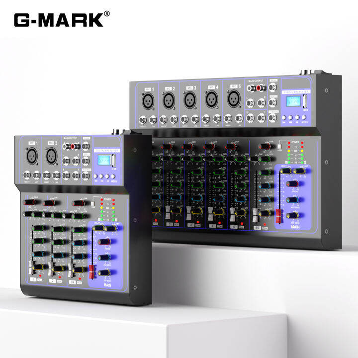 GMARK F4/F7 Bluetooth Portable Audio Mixer 4/7Channel DJ Sound Mixing