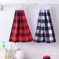 Christmas Plaid Kitchen Hanging Tie Towel Red/black Checkered Hand Towel Modern Dish Tea Towel Cotton Washcloth Dish Cloth  Towels