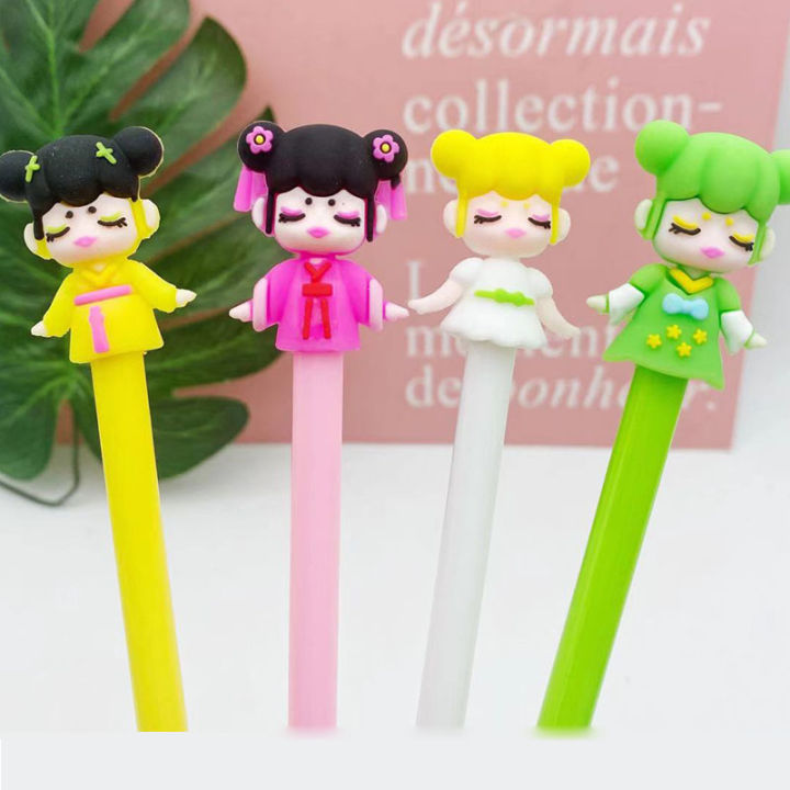 36 pcslot Kawaii Beautiful girl Gel Pen Cute 0.5mm black ink Signature Pens Office School Writing Supplies gift