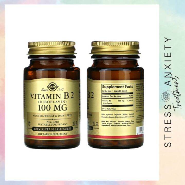 Solgar, Vitamin B2 (Riboflavin), 100 mg, 100 Capsules STRESS