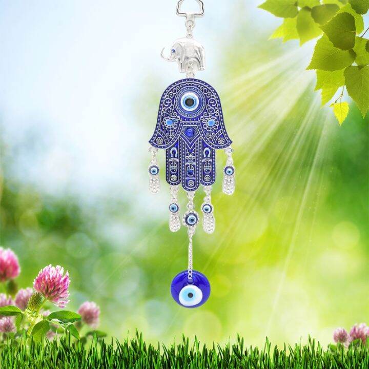 ตุรกี-blue-evil-eye-amulets-hand-wall-protection-แขวน-จี้-wind-chimes-garden-ตกแต่งบ้าน-ornament