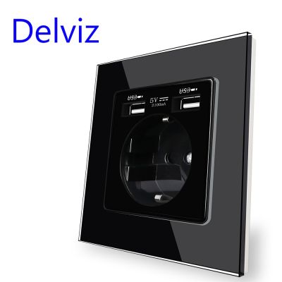 【NEW Popular】 Delviz TemperedPanel Socket 5Vusb Security Charging InterfaceStandard 16A Wall EmbeddedUSB Outlet
