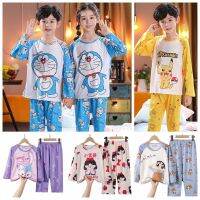 Children Pajama Set Long Sleeve Kids Pyjamas Cartoon printed O-Neck Loungewear Breathable Unisex for Boys and Girls Sleep Wear