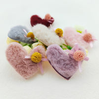 24Pcs 4.5X4CM Plush Fabric Heart Padded Appliques For Clothes Hat Sewing Supplies DIY Headwear Hair Clip Bow Decor Patches