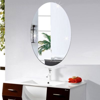 DIY 3D Removable Mirror Wall Sticker/ Bathroom Oval Rectangular Decorative Mirror/ Self Adhesive Acrylic Mirror Stickers Home Wall Art Decor