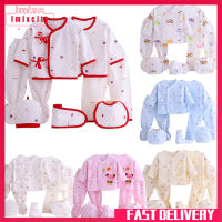 Imixcity 7 pcs/set Baby Newborn Girls Boys Soft Cotton Cartoon Printing Clothes Set Leisure Wear