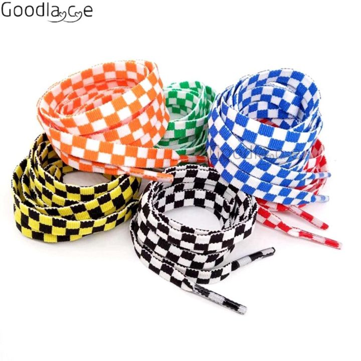 flat-shoelaces-checkered-shoe-lace-for-sneaker-sport-casual-shoes-47-quot-55-quot-new