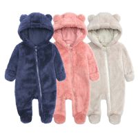 New Autumn Winter Infant Cartoon Bear Rompers for New Born Baby Costume Boys Jumpsuit Overall Girls Romper Cotton Hooded Clothes