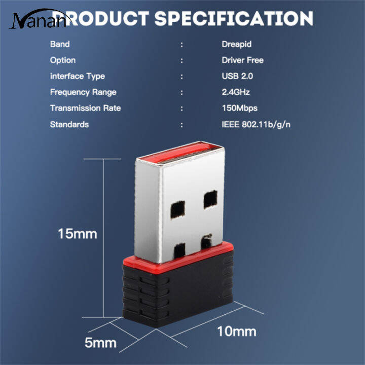 150เมตร-wifi-usb-2-0อะแดปเตอร์เครือข่ายมินิที่มีประสิทธิภาพ802-11-b-g-n-lan-การ์ด-wi-fi-dongle-สำหรับแล็ปท็อป-pc-1-14ช่อง