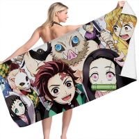 hotx 【cw】 Demon Slayer Printed Microfiber Beach for Kids Boys Soft Absorbing Breathable Anime