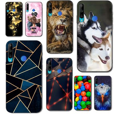 case For Huawei P40 Lite E Case Phone Back Cover Soft Silicon black tpu Cat Tiger