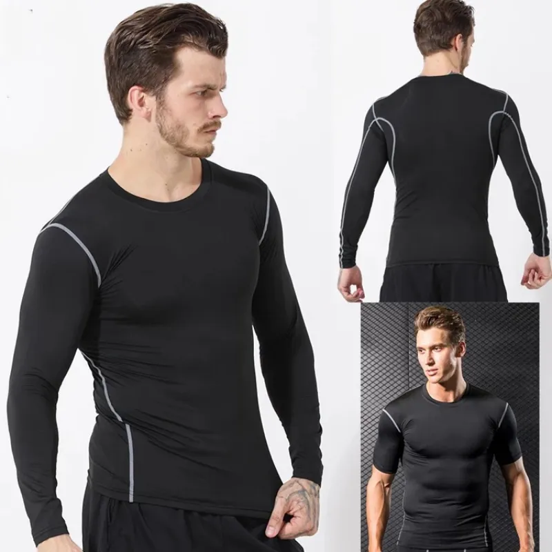 Mens Cool Dry Baselayer Shirt Long Sleeve Compression Workout