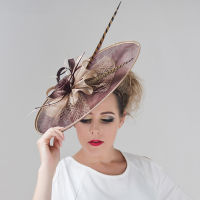 สุภาพสตรี fascinators millinery หมวกงานแต่งงาน sinamay หมวกกว้าง brim Fedora Kentucky DERBY headpiece โบสถ์อุปกรณ์เสริมผม