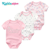 Kiddiezoom ทารกแรกเกิดเสื้อผ้าบอดี้สูทฤดูร้อน Onesies แฟชั่นแขนสั้นชายหญิงทารก Romper ผ้าฝ้ายแท้เด็กบอดี้สูท 3PCS พร้อมส่ง