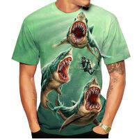 2023 New2023ใหม่แฟชั่น Shark ผู้ชายและผู้หญิง3D พิมพ์ลำลองแขนสั้น Creative T-Shirt