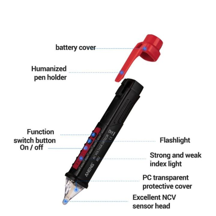 versatile-ดินสอเหนี่ยวนำทดสอบแรงดันไฟฟ้าแบบหลายเครื่องทดสอบฟังก์ชันสัญญาณเตือน-ac-12v-1000v-แบบไม่สัมผัสใช้วัดและปรับระดับได้
