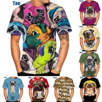 2023 NewNew Men S Cool เสื้อยืด Pug Dog รูปแบบ3D พิมพ์เสื้อแขนสั้นแฟชั่น Casual Fun T เสื้อเสื้อสัตว์สุนัขเสื้อยืด XS ~ 5XL