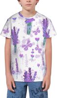 Lavender Flower Watercolor T- Shirt Short Novelty for Boys and Girl