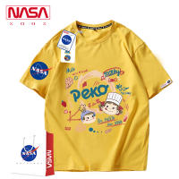 NASA เสื้อยืดแขนสั้นสำหรับผู้ชาย,เสื้อผ้าคู่การ์ตูนแบรนด์อินเทรนด์ฤดูร้อน